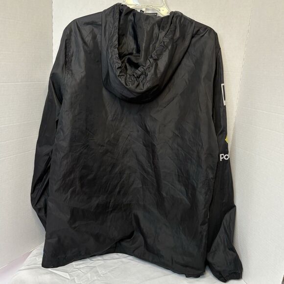 POLAROID Windbreaker Pullover Jacket Mens M Hooded Black 1/4 Zip - Picture 4 of 10